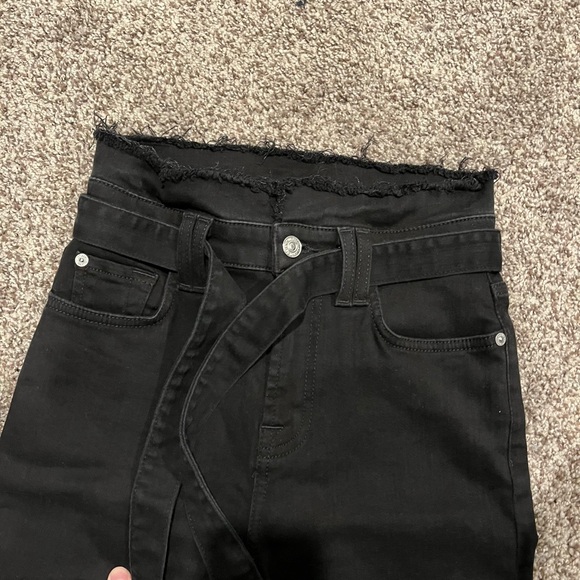 High Waisted Paperbag Black Skinny Jeans - Picture 2 of 4